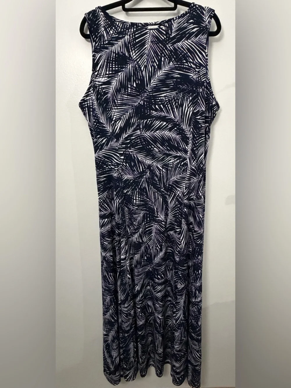 Michael Kors Navy and White Palm-Print Dress